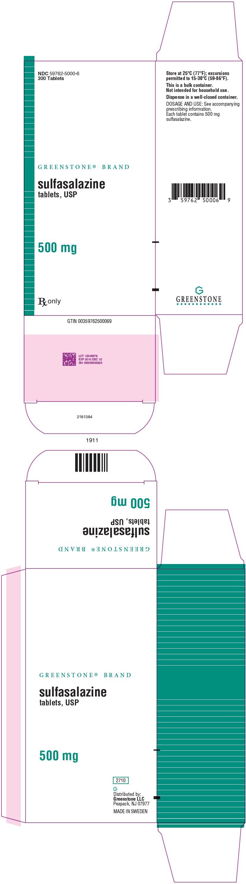 PRINCIPAL DISPLAY PANEL - 500 mg Tablet Bottle Carton - 59762-5000-6