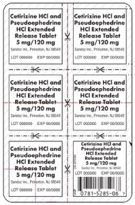 Cetirizine HCl and Pseudoephedrine HCl 5 mg and 120 mg Blister Pack