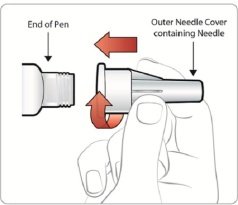 Figure F - 120mcg push capped needle on