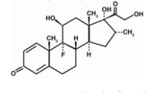 The structural formula for OZURDEX® is an intravitreal implant containing 0.7 mg (700 mcg) dexamethasone in the NOVADUR® solid polymer sustained-release drug delivery system. OZURDEX® is preloaded into a single-use, DDS® applicator to facilitate injection of the rod-shaped implant directly into the vitreous. The NOVADUR® system contains poly (D,L-lactide-co-glycolide) PLGA intravitreal polymer matrix without a preservative. The chemical name for dexamethasone is Pregna-1,4-diene-3,20-dione, 9-fluoro-11,17,21-trihydroxy-16-methyl-, (11β,16α)-.