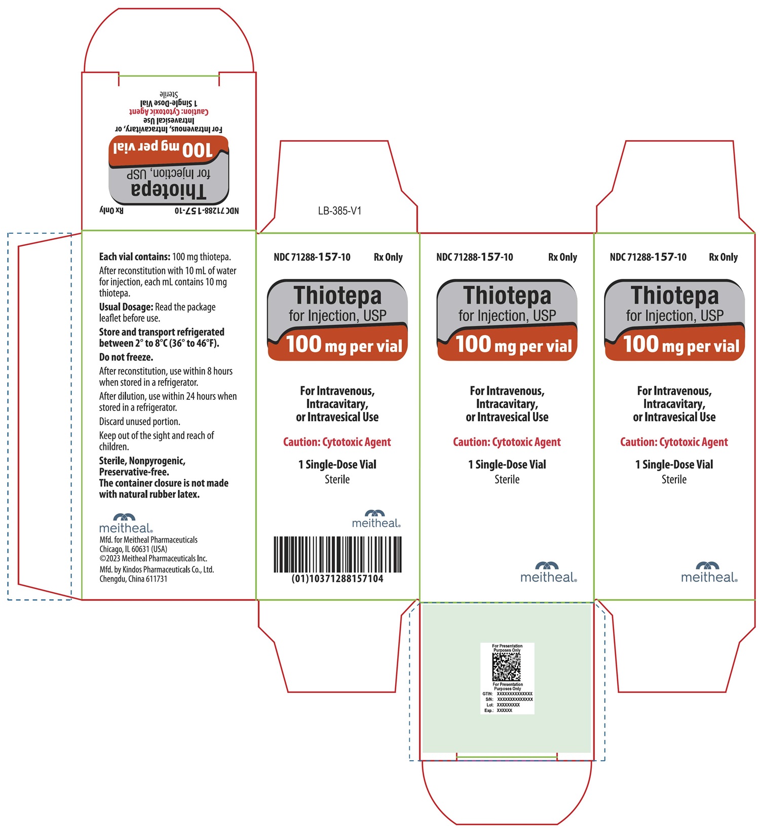 PRINCIPAL DISPLAY PANEL – Thiotepa for Injection, USP 100 mg Carton