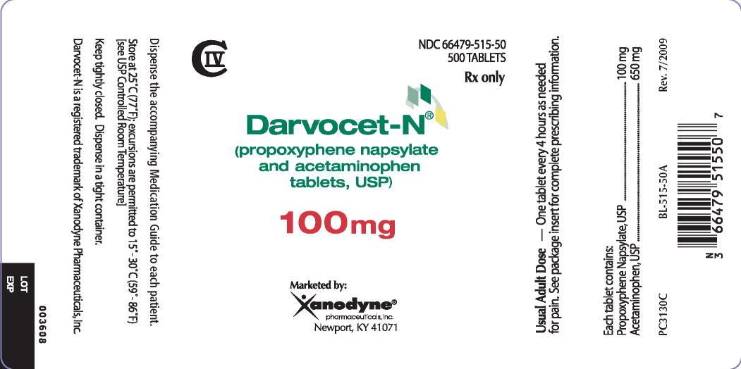 100 mg Bottle of 500 Tablets Label
