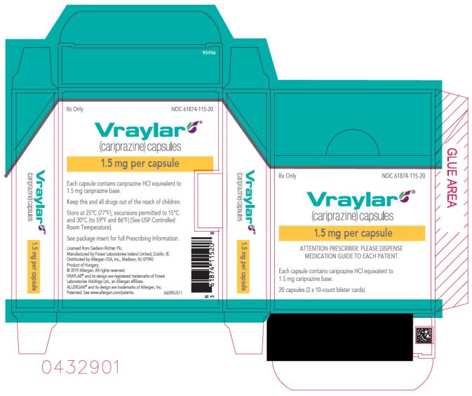 PRINCIPAL DISPLAY PANEL
NDC 61874-160-30
Rx Only
Vraylar®
(cariprazine) capsules
6 mg per capsule
ATTENTION PRESCRIBER: PLEASE 
DISPENSE MEDICATION GUIDE 
TO EACH PATIENT.
30 Capsules


