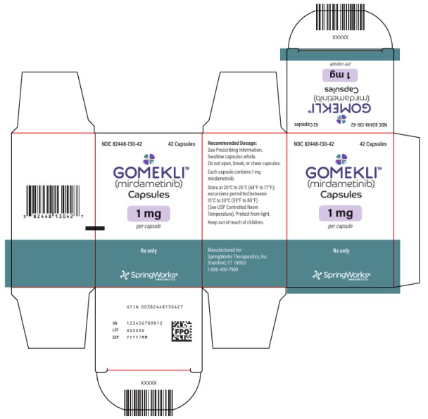PRINCIPAL DISPLAY PANEL
NDC 82448-130-42
GOMEKLITM 
(mirdametinib) 
Capsules
1 mg
per Capsules
42 Capsules

