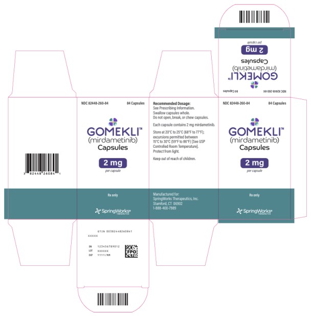 PRINCIPAL DISPLAY PANEL
NDC 82448-260-84
GOMEKLITM 
(mirdametinib) 
Capsules
2 mg
per Capsules
84 Capsules


