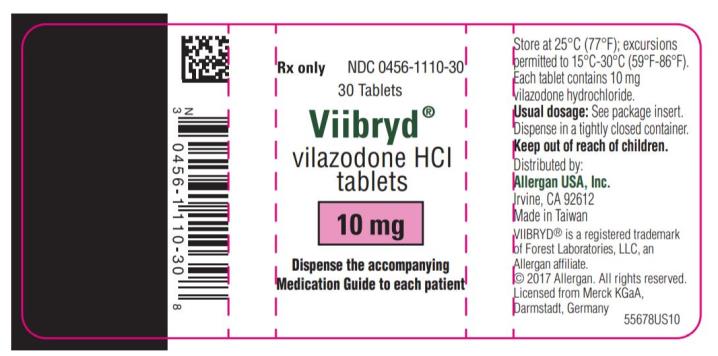 Rx only   NDC 0456-1140-30
30 Tablets 
Viibryd®
vilazodone HCl
tablets
40 mg
Dispense the accompanying
Medication Guide to each patient
