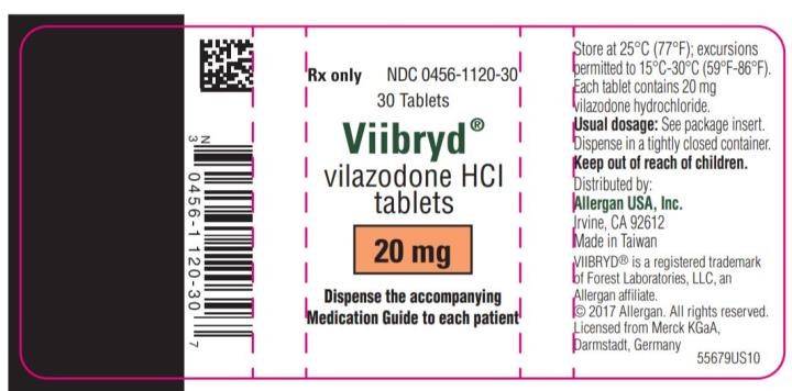 Rx only   NDC 0456-1100-31
Viibryd®
vilazodone HCl tablets
10 mg
Days 1-7
20 mg
Days 8-14
40 mg
Days 15-30
This package contains 30 days of treatment,
which includes 7 tablets of 10 mg, 7 tablets of 20 mg,
and 16 tablets of 40 mg vilazodone HCl 
