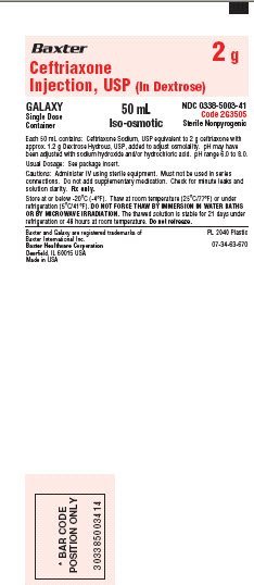 Ceftriaxone 2 g Container Label NDC 0338-5003