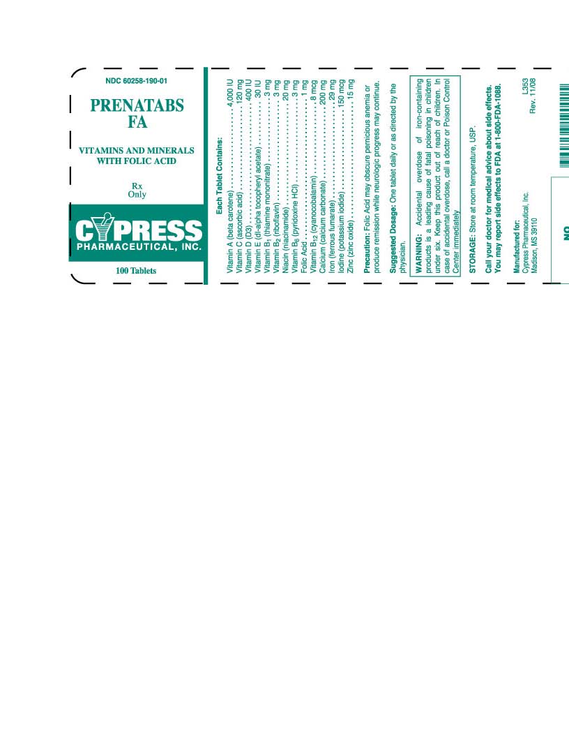 Prenatabs FA label