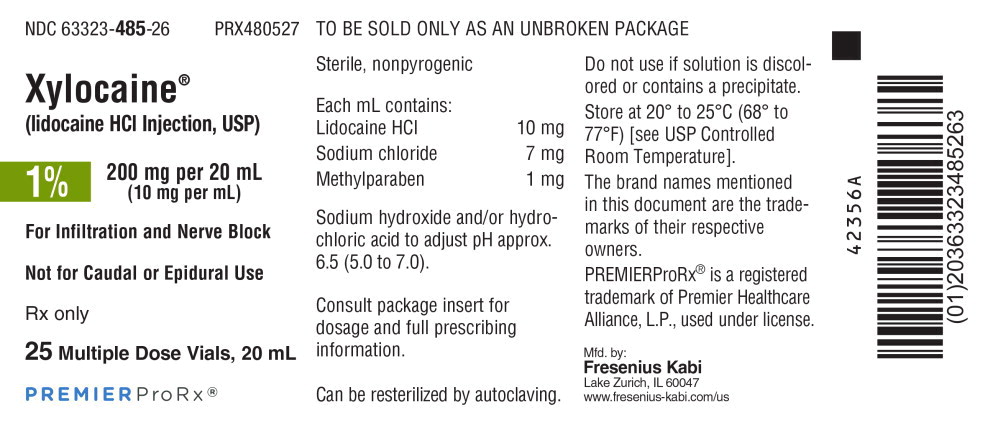 PACKAGE LABEL – PRINCIPAL DISPLAY – Xylocaine 20 mL Multiple Dose Vial Tray Label

