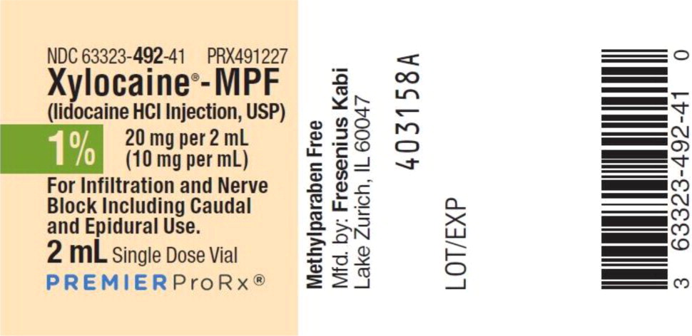 PACKAGE LABEL – PRINCIPAL DISPLAY – Xylocaine – MPF 2 mL Single Dose Vial Label
