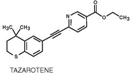 The structural formula for Tazarotene is a member of the acetylenic class of retinoids. Chemically, tazarotene is ethyl 6-[(4,4-dimethylthiochroman-6-yl)ethynyl]nicotinate. The compound has an empirical formula of C21H21NO2S and molecular weight of 351.46. 