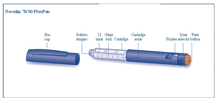 Novolin 70/30 FlexPen components