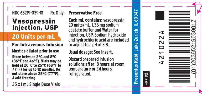 PACKAGE LABEL- PRINCIPAL DISPLAY PANEL- VASOPRESSIN INJECTION 20 Unit Tray Label 