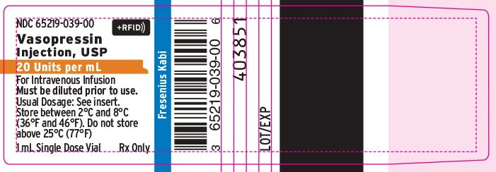 PACKAGE LABEL- PRINCIPAL DISPLAY PANEL- VASOPRESSIN INJECTION 20 Unit Vial Label 