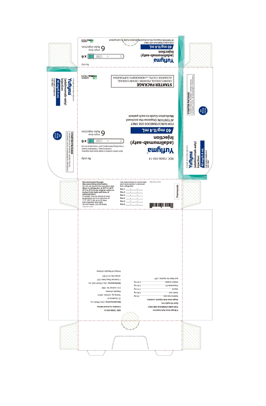 40 mg/0.4 mL Auto-injector Carton 6PK (Crohn's Disease, Pediatric Crohn's Disease, Ulcerative Colitis or Hidradenitis Suppurativa Starter Package)