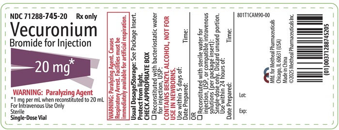 PRINCIPAL DISPLAY PANEL - Vecuronium Bromide for Injection, 20 mg Vial Container Label