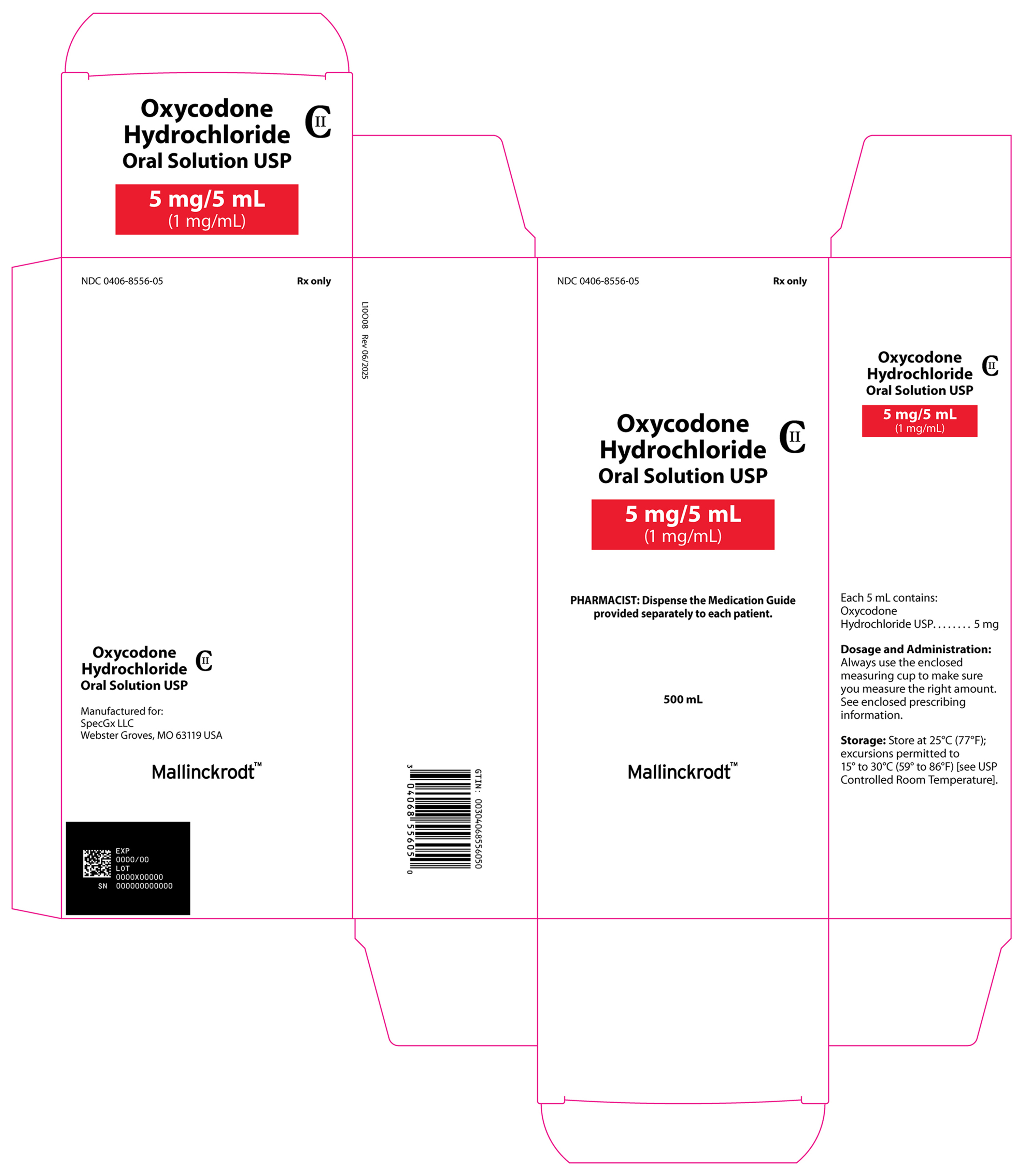 Oxycodone Oral Solution 500 mL Carton