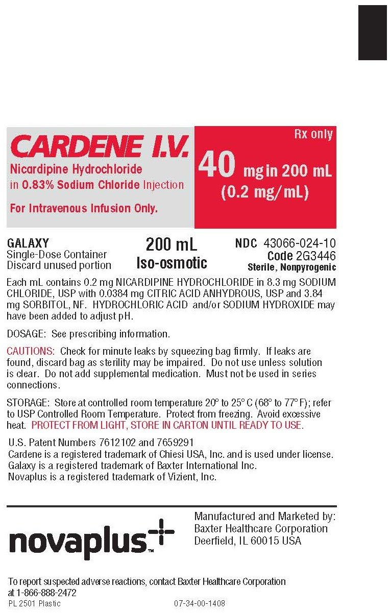 CARDENE Representative 40 mg Container Label 1 of 2 NDC 43066-024-10
