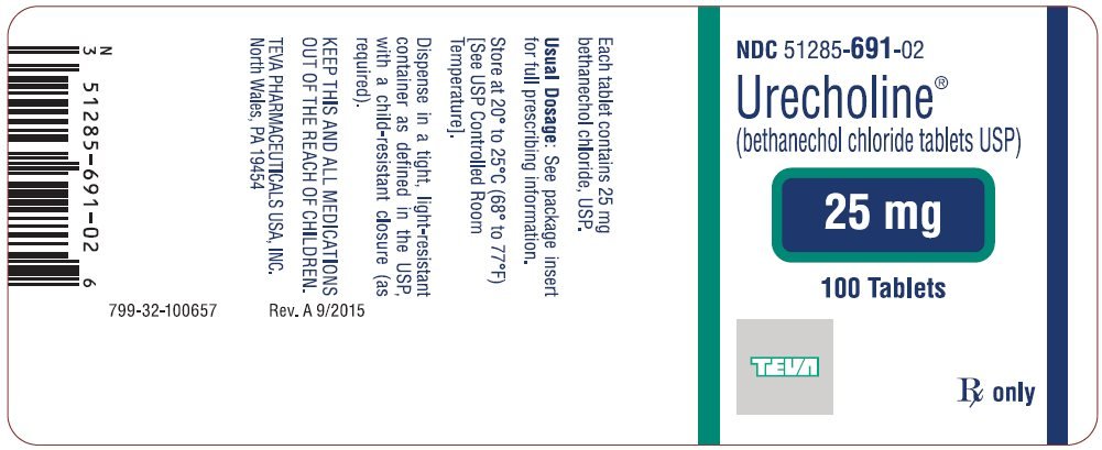 Urecholine® (bethanechol chloride tablets USP) 25 mg, 100s Label