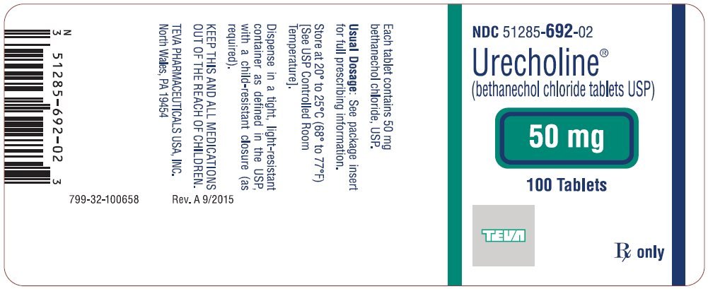 Urecholine® (bethanechol chloride tablets USP) 50 mg, 100s Label