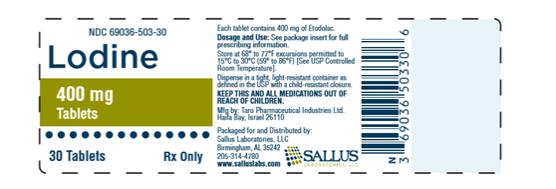 PRINCIPAL DISPLAY PANEL - 400 mg Bottle Label 

NDC 69036-503-30

30 Tablets

Lodine 
Tablets USP, 
400 mg

Sealed for your protection

Sallus Laboratories, LLC
Rx only
