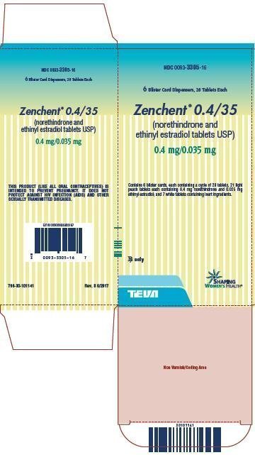 Zenchent® 0.4/35 (norethindrone and ethinyl estradiol tablets USP) 6 Blister Card Dispensers, 28 Tablets Each, Carton, Part 2 of 2