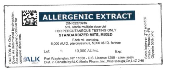 Allergenic Extract
5mL sterile multiple dose vial
Standardized Mite, Mixed
Each mL contains:
5,000 AU D. pteronyssinus, 5,000 AU D. farinae
10,000 AU/mL
