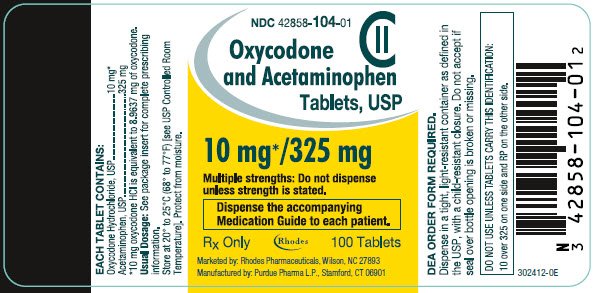 PRINCIPAL DISPLAY PANEL - 10 mg/325 mg Tablet Bottle Label