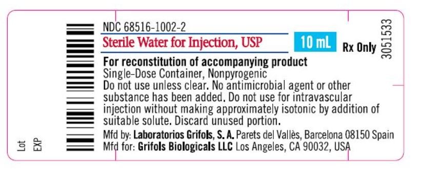 10 mL Sterile Water Label