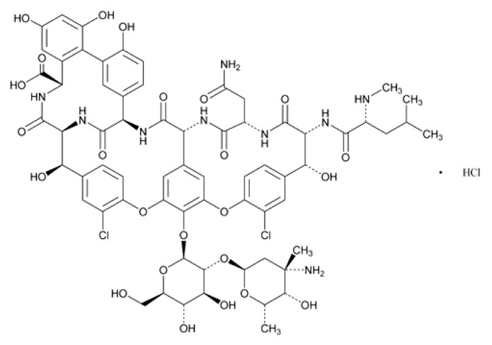 Vancomycin hydrochloride structural formula