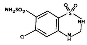 Structural formula for hydrochlorothiazide.