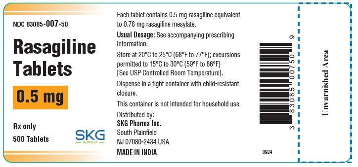 0.5 mg-500 Tablets Bottle Label