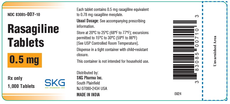 0.5 mg-1,000 Tablets Bottle Label