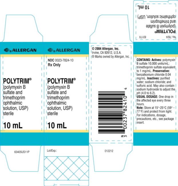 ALLERGAN 

NDC 0023-7824-10
Rx Only 

POLYTRIM®
(polymyxin B
sulfate and
trimethoprim
ophthalmic
solution, USP)
sterile 

10 mL
