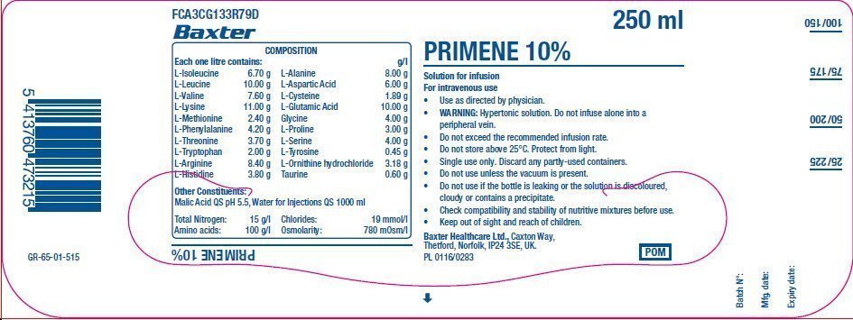 Primene 10% Representative Container Label