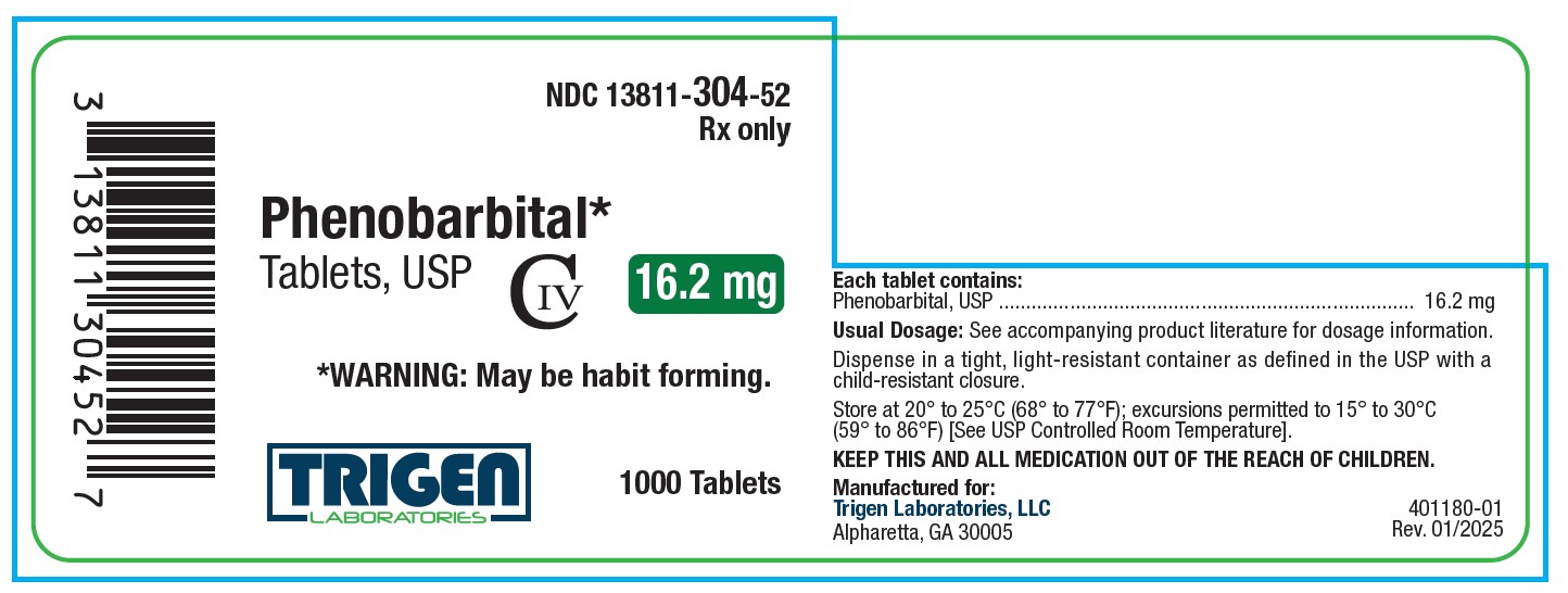 Phenobarbital Tablets 16.2 mg 1000ct Bottle Label