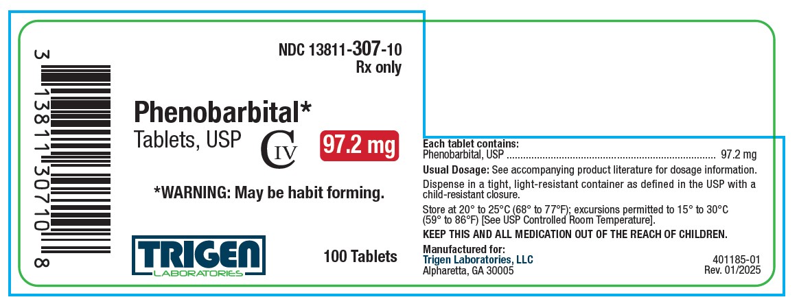 Phenobarbital Tablets 97.2 mg 100ct Bottle Label