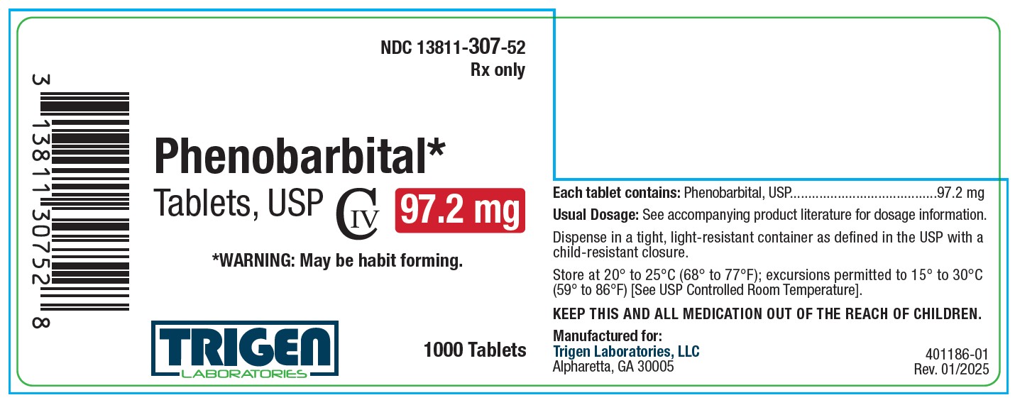 Phenobarbital Tablets 97.2 mg 1000ct Bottle Label