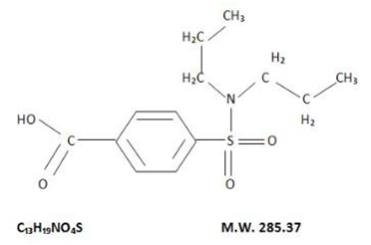 the following structural formula for probenecid is 4-[(dipropylamino) sulfony1] benzoic acid. 
