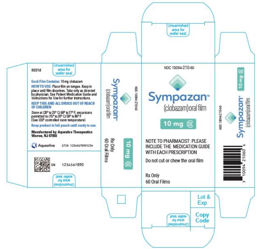 PRINCIPAL DISPLAY PANEL
NDC 10094-210-60
Sympazan
(clobazam) Oral film
10 mg
Rx Only
60 Oral films
