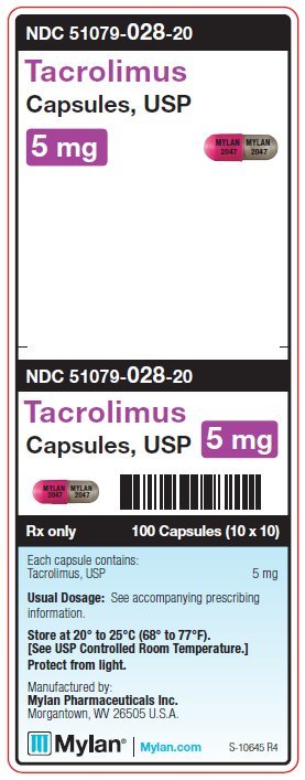Tacrolimus 5 mg Capsules Unit Carton Label