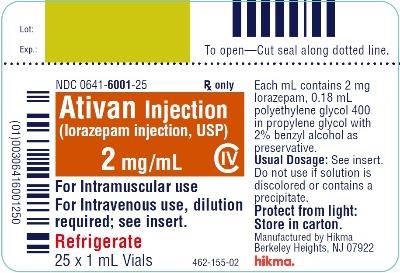 Ativan Injection (lorazepam injection, USP) CIV 2 mg/mL 25 x 1 mL Vials