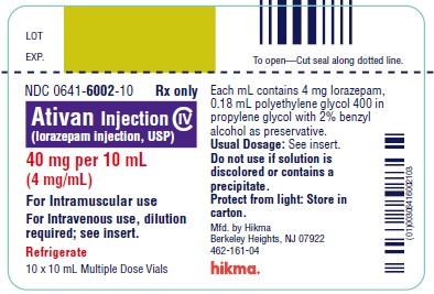 Ativan Injection (lorazepam injection, USP) CIV 4 mg/mL 25 x 1 mL Vials