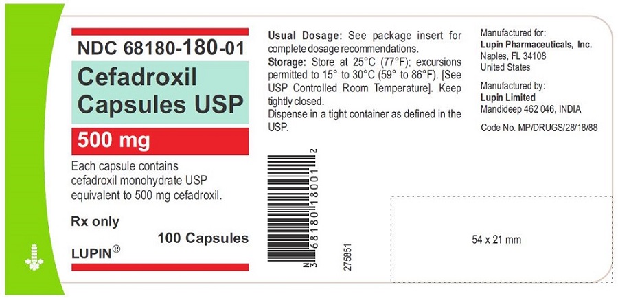 Cefadroxil Capsules USP, 500 mg-100s Pack