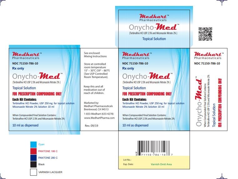 PRINCIPAL DISPLAY PANEL
NDC 71150-0786-10
Rx Only
Onycho-Med
(Terbinafine Hcl USP 2.5% and Miconazole Nitrate 2%)
FOR PRESCRIPTION COMPOUNDING ONLY
Topical Antifungal Solution
