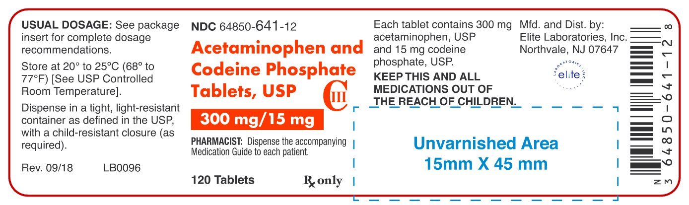Acetaminophen and Codeine 300mg/15mg Tablet label