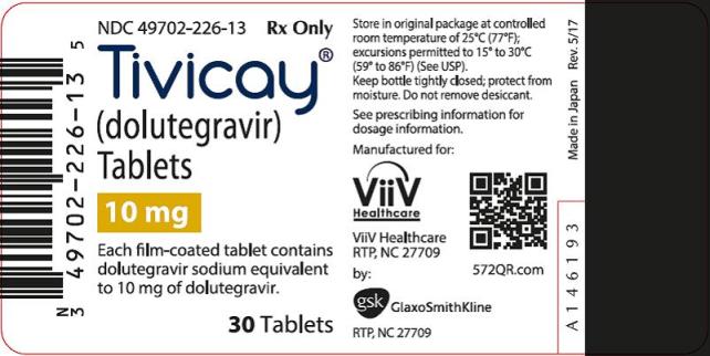 Tivicay 10 mg 30 count label