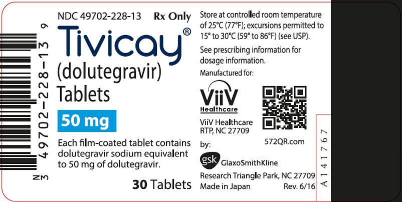 Tivicay 50 mg 30 count label