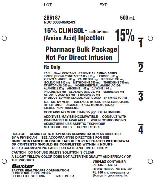 Clinisol Representative Container Label NDC 0338-0502-03